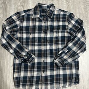 UNIQLO Men’s Plaid Flannel Button Down Shirt Size Medium Navy Gray